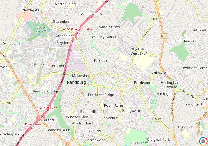 Map location of Ferndale - JHB